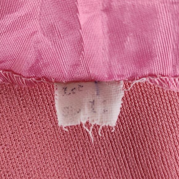 Vintage 70s Dagger Collar Pink Mini Shirt Dress Size M Polyester Button Front - Picture 9 of 10